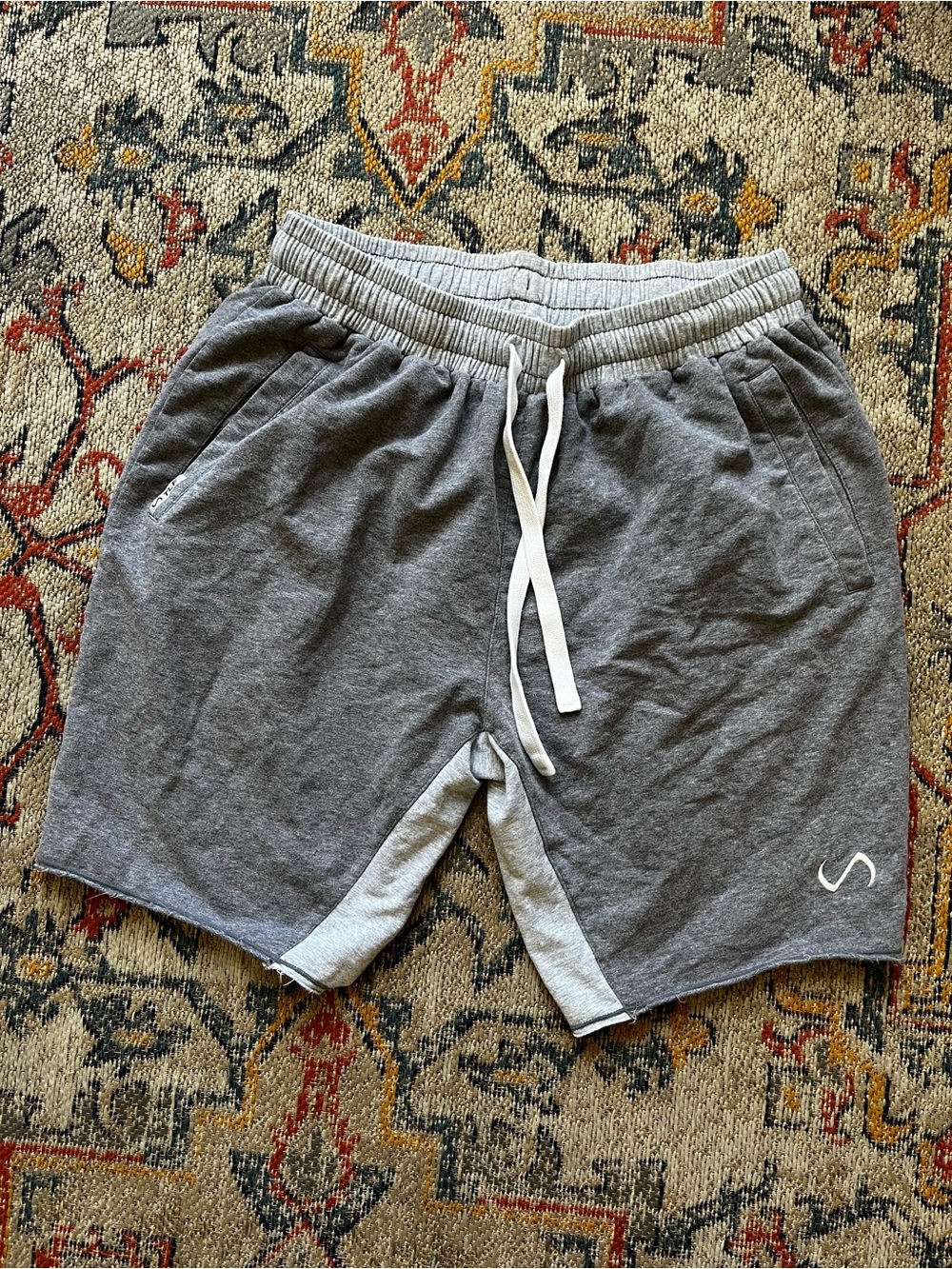 TLF Apparel Men's Gray Athletic Drawstring Shorts with Contrast Trim Size L